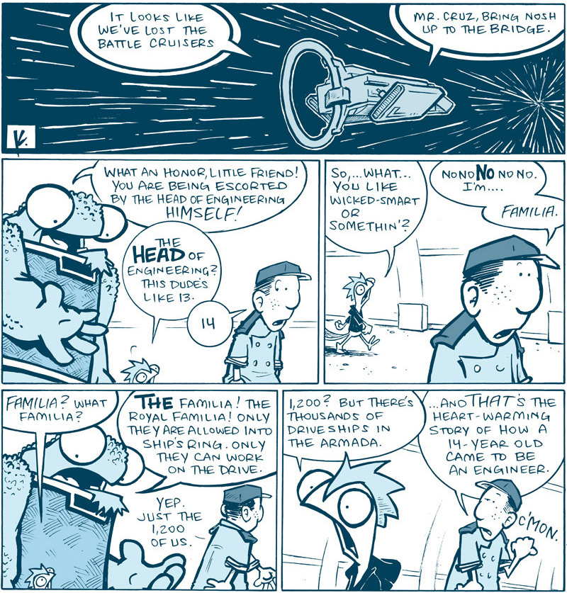 Illustration for article titled “Drive” is a goofy webcomic war over an interstellar engine
